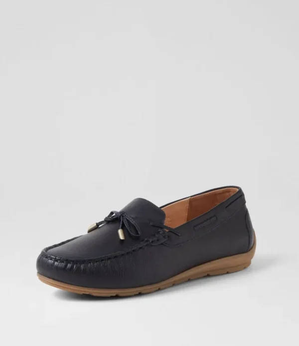 Women ARA Comfort<Alabama Sport 12 Navy Leather Flat Shoes