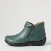 Women ZIERA Boots<Alliee Xw Dark Emerald Leather Ankle Boots