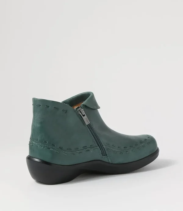 Women ZIERA Boots<Alliee Xw Dark Emerald Leather Ankle Boots