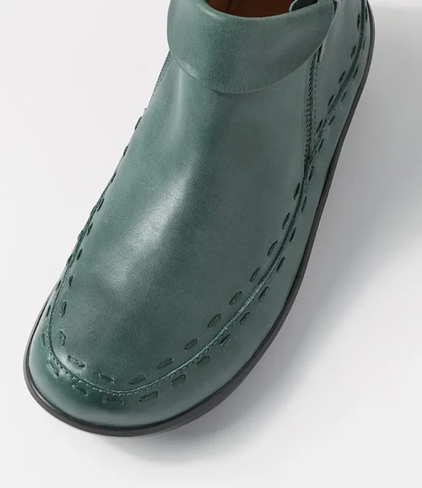 Women ZIERA Boots<Alliee Xw Dark Emerald Leather Ankle Boots