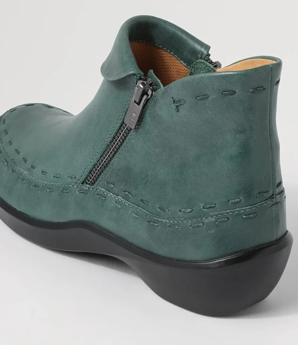 Women ZIERA Boots<Alliee Xw Dark Emerald Leather Ankle Boots