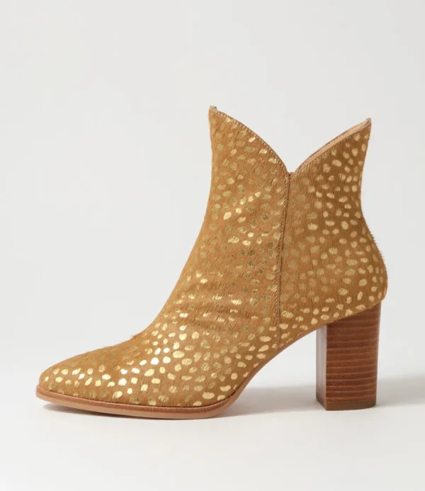 Women DJANGO & JULIETTE Boots<Astronomy Gold Dot Leopard Pony Ankle Boots