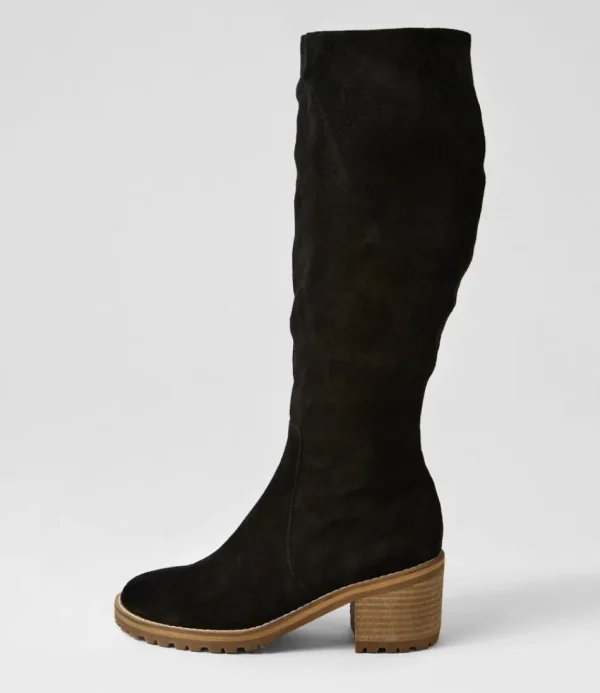 Women MOLLINI Boots<Balt Black Natural Heel Suede Knee High Boots