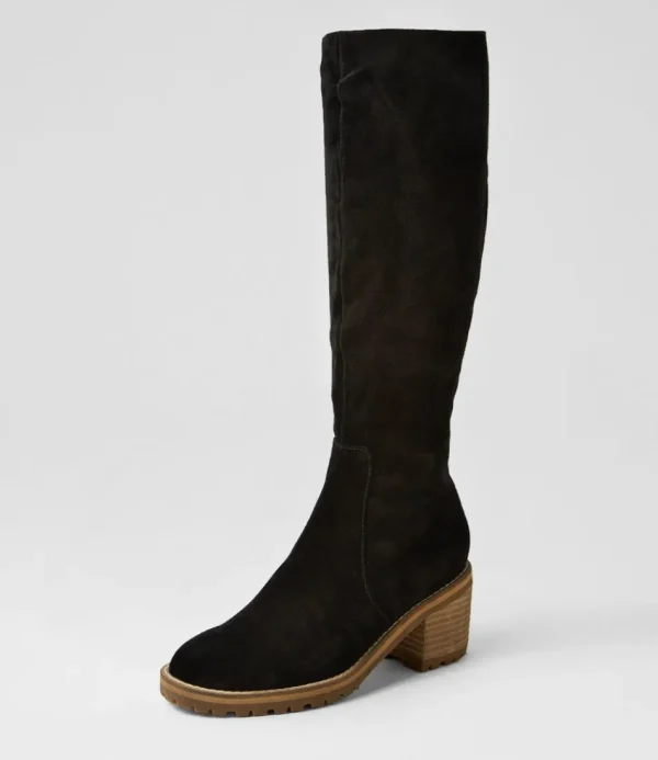 Women MOLLINI Boots<Balt Black Natural Heel Suede Knee High Boots