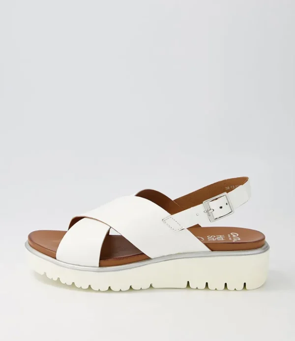 Women ARA Comfort<Bilbao 02 White Leather Sandals