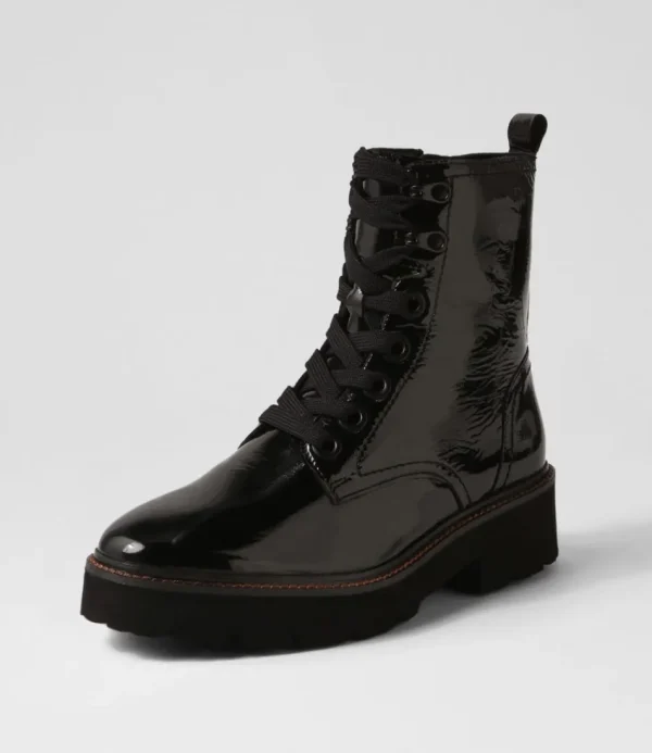 Women ARA Boots<Bologna 13 Black Leather Lace Up Boots