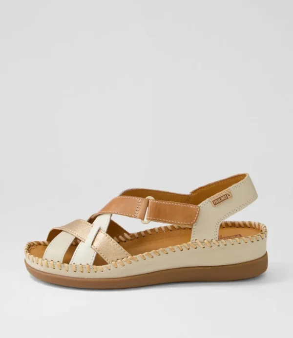 Women PIKOLINOS Wedges<Cadaques 41 Marfil Leather Sandals