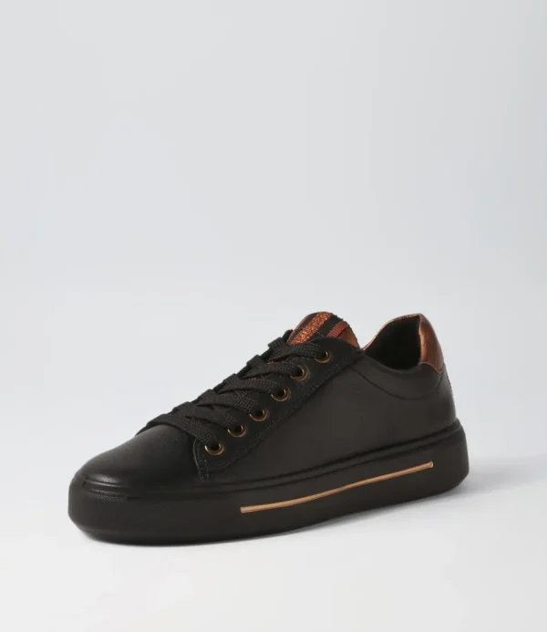 Women ARA Comfort<Courtyard 02 Black Leather Sneakers