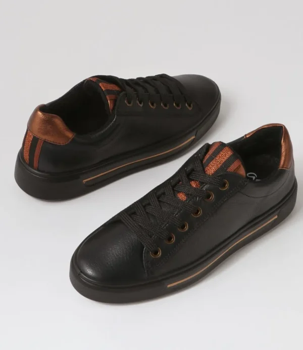 Women ARA Comfort<Courtyard 02 Black Leather Sneakers