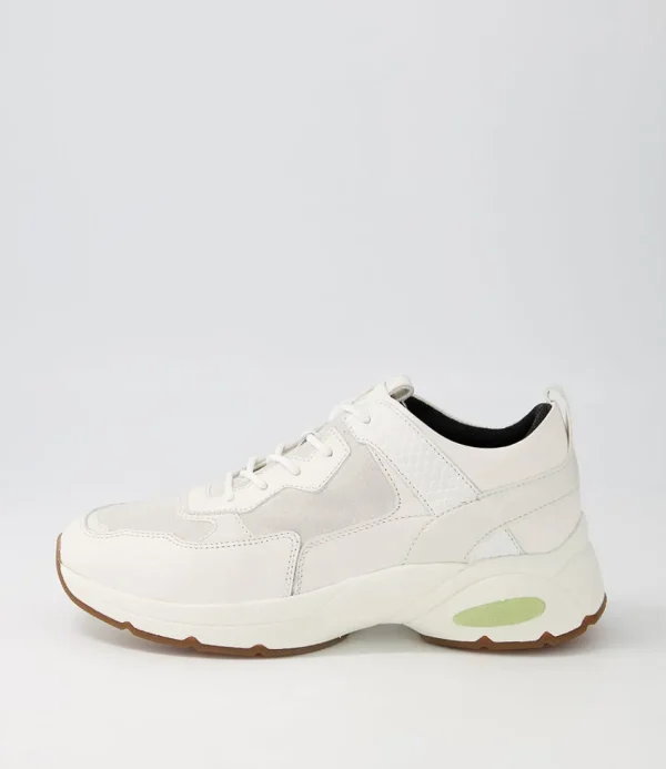 Women GEOX Comfort<D Alhour A White Leather Suede Sneakers