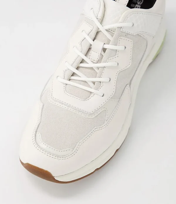 Women GEOX Comfort<D Alhour A White Leather Suede Sneakers