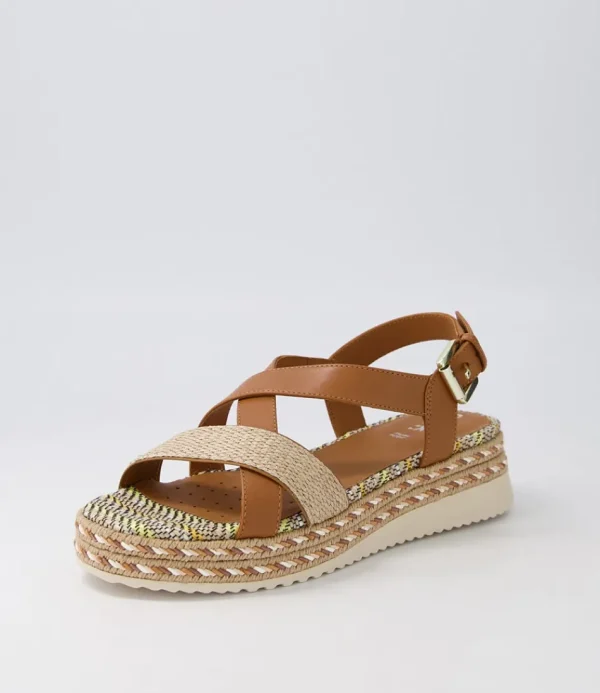 Women GEOX Comfort<D Eolie D Camel Sand Leather Sandals