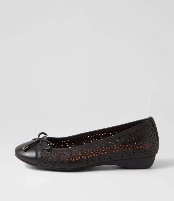 Women SUPERSOFT Comfort<Eloiza Black Leather Ballet Flats