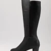 Women ZIERA Boots<Gentrys W Black Leather Stretch Knee High Boots