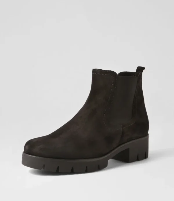 Women GABOR Boots<Gluck Schwarz Suede Chelsea Boots