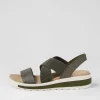 Women ZIERA Heels<Grandys W Olive Leather Elastic Sandals