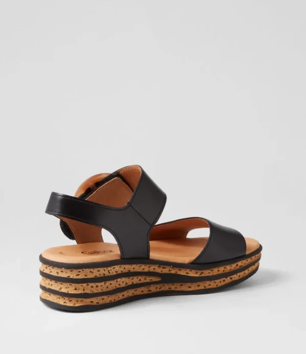 Women GABOR Comfort<Jale Schwarz Leather Sandals