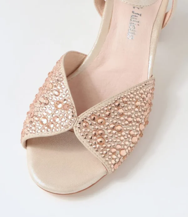Women DJANGO & JULIETTE Heels<Juba Nude Shimmer Nude Leather Jewels Sandals