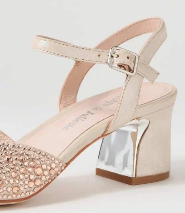 Women DJANGO & JULIETTE Heels<Juba Nude Shimmer Nude Leather Jewels Sandals