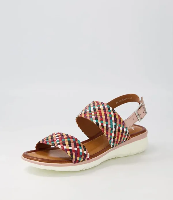 Women ARA Comfort<Kreta 02 Green Multi Leather Sandals