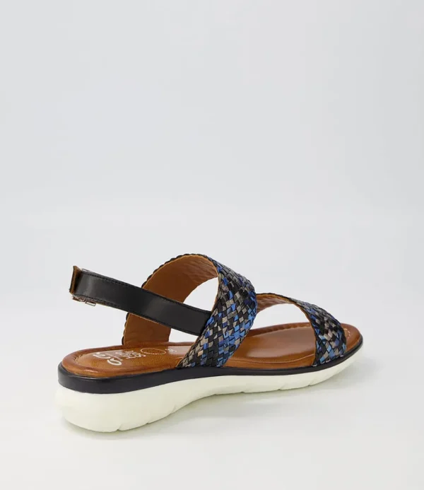 Women ARA Comfort<Kreta 02 Navy Multi Leather Sandals