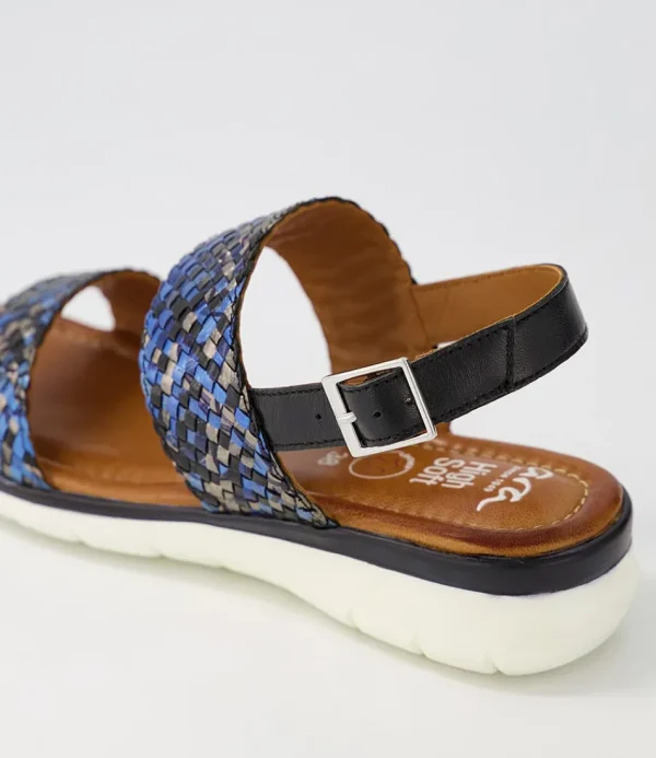 Women ARA Comfort<Kreta 02 Navy Multi Leather Sandals