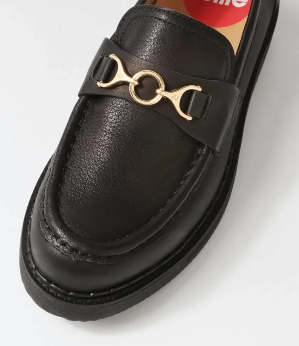 Women ROLLIE Loafers<Loafer Rise All Black Leather Loafers