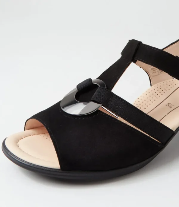 Women ARA Comfort<Lugano 30 Schwarz Suede Sandals