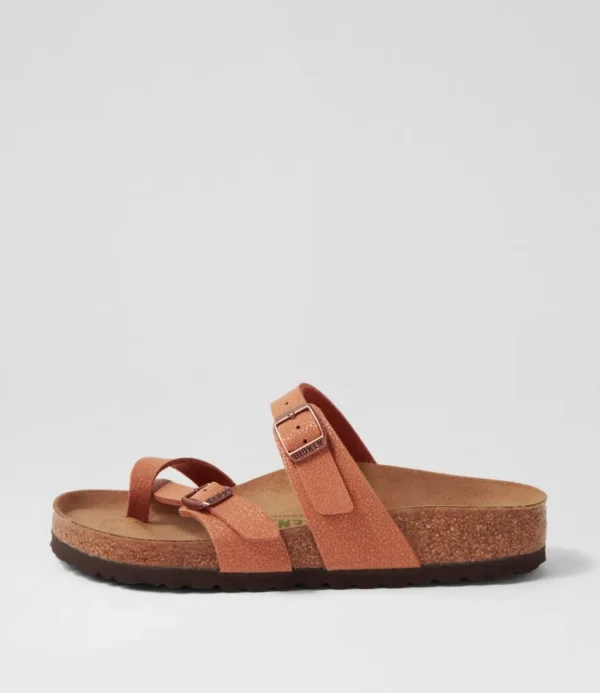 Women BIRKENSTOCK Comfort<Mayari Earthy Vegan Pecan Birkibuc Slides