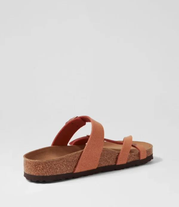 Women BIRKENSTOCK Comfort<Mayari Earthy Vegan Pecan Birkibuc Slides