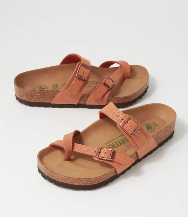 Women BIRKENSTOCK Comfort<Mayari Earthy Vegan Pecan Birkibuc Slides