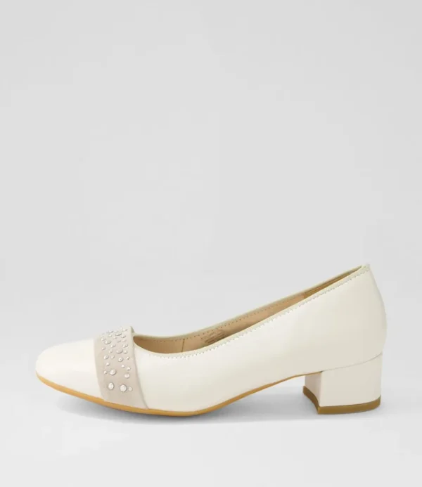 Women ARA Comfort<Nizza 13 Creme Shell Platinum Leather Heels