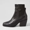 Women TOP END Boots<Relsea Black Leather Elastic Chelsea Boots