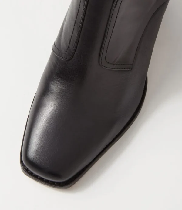 Women TOP END Boots<Relsea Black Leather Elastic Chelsea Boots