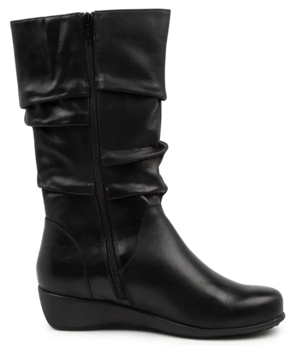 Women ZIERA Boots<Seattle Xf Black Leather Calf Boots