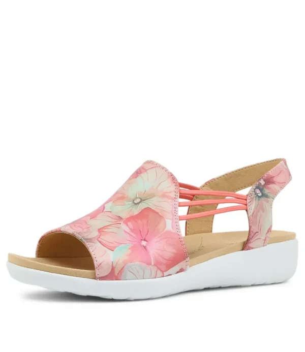 Women ZIERA Wedges<Udhays W Melon Flower Leather Elastic Sandals