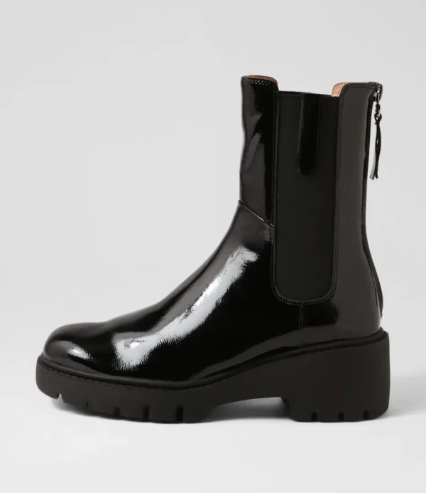 Women DJANGO & JULIETTE Boots<Unita Black Patent Leather Chelsea Boots