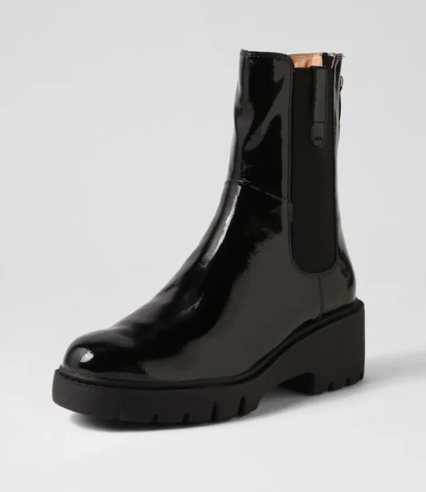 Women DJANGO & JULIETTE Boots<Unita Black Patent Leather Chelsea Boots