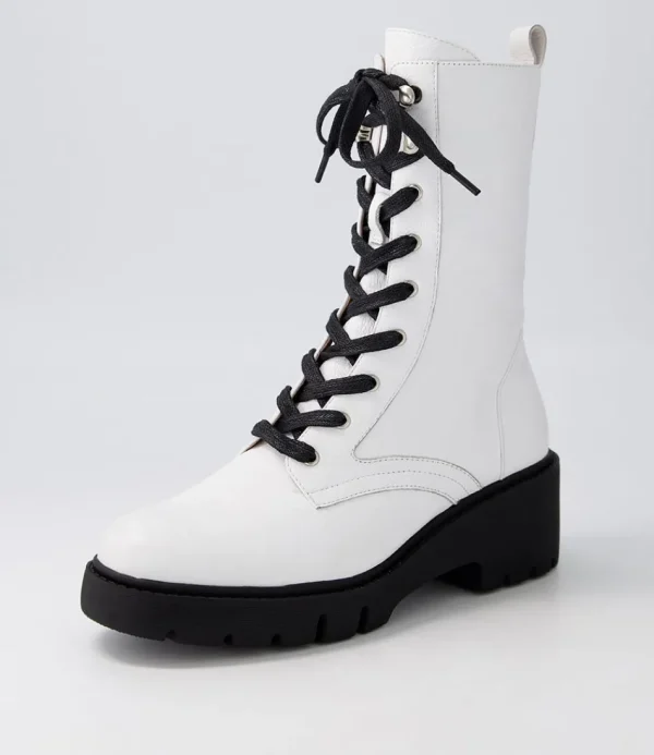 Women DJANGO & JULIETTE Boots<Ustern White Black Leather Calf Boots