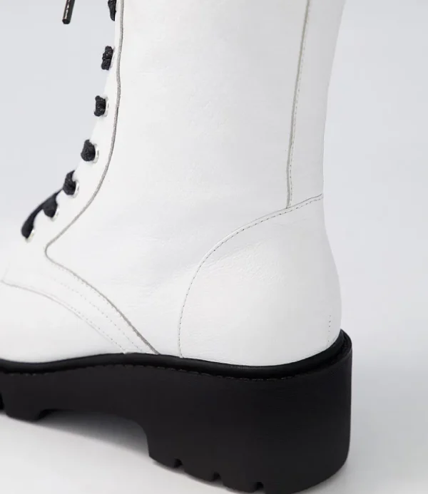 Women DJANGO & JULIETTE Boots<Ustern White Black Leather Calf Boots